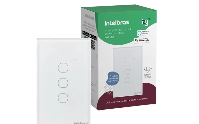Interruptor Touch Smart Wi-Fi 3 Teclas EWS 1003 Intelbras Izy