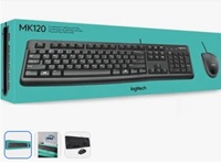 KIT Teclado e Mouse com fio USB Logitech MK120 com Design Confortável, Durável e Resistente à Respingos, USB e Layout ABNT2